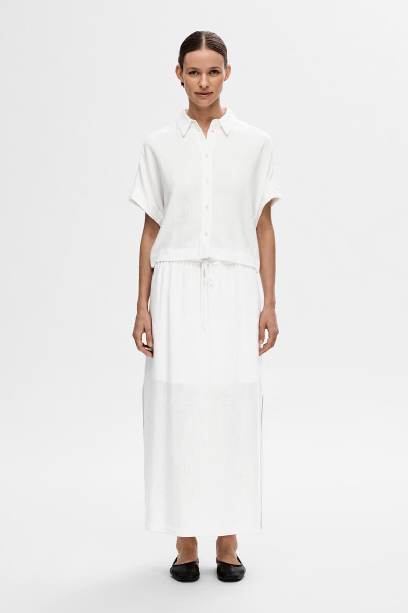 Cortefiel Falda Midi De Lino. Regular Fit