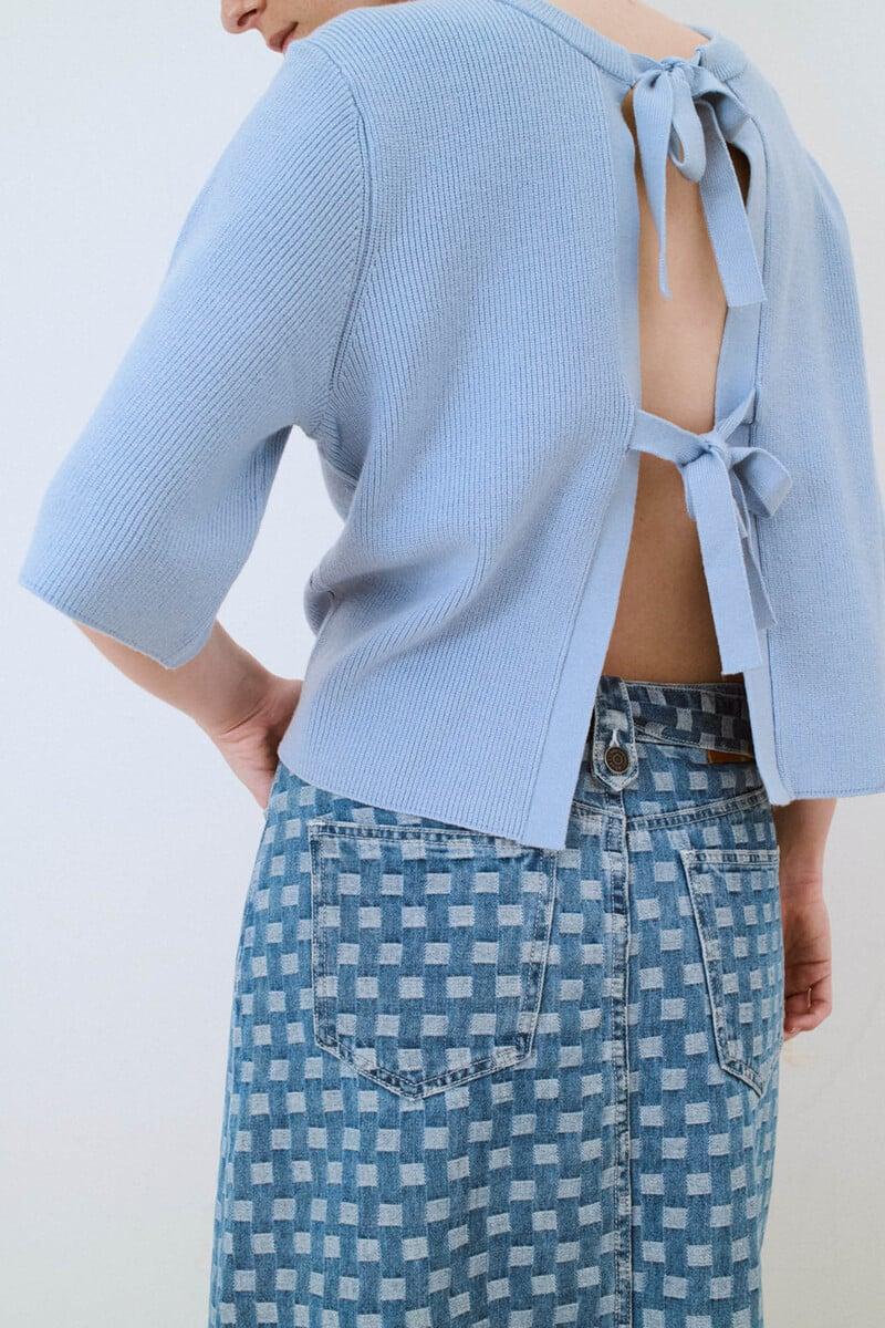 Cortefiel Falda Midi Denim Estampada