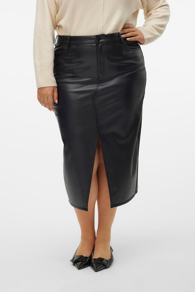Cortefiel Falda Midi Efecto Piel Talla Grande
