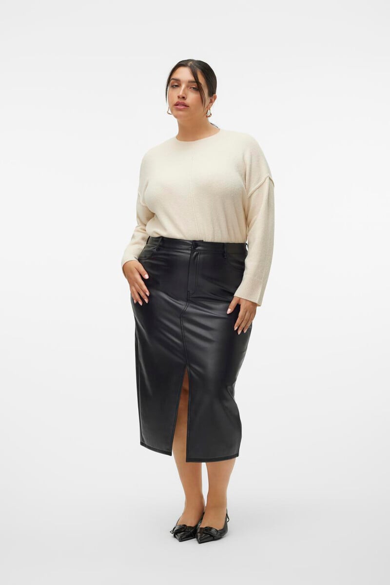 Cortefiel Falda midi efecto piel talla grande