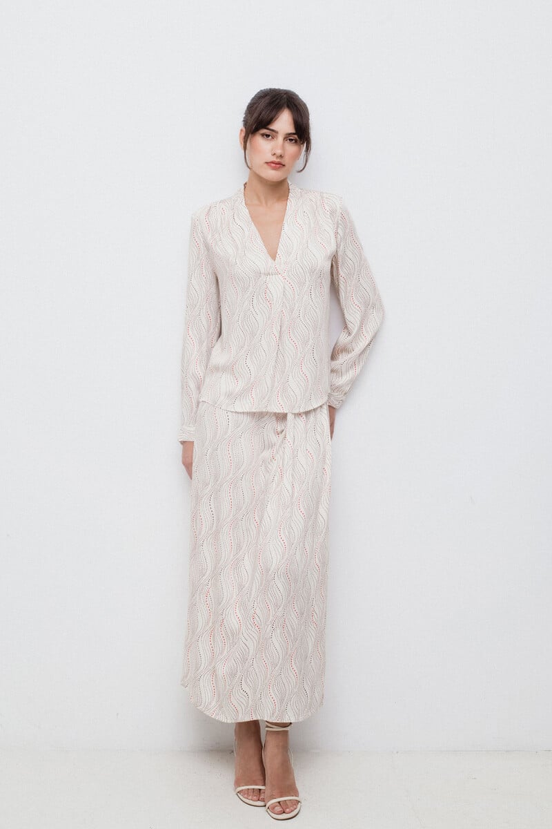 Cortefiel Falda midi estampada