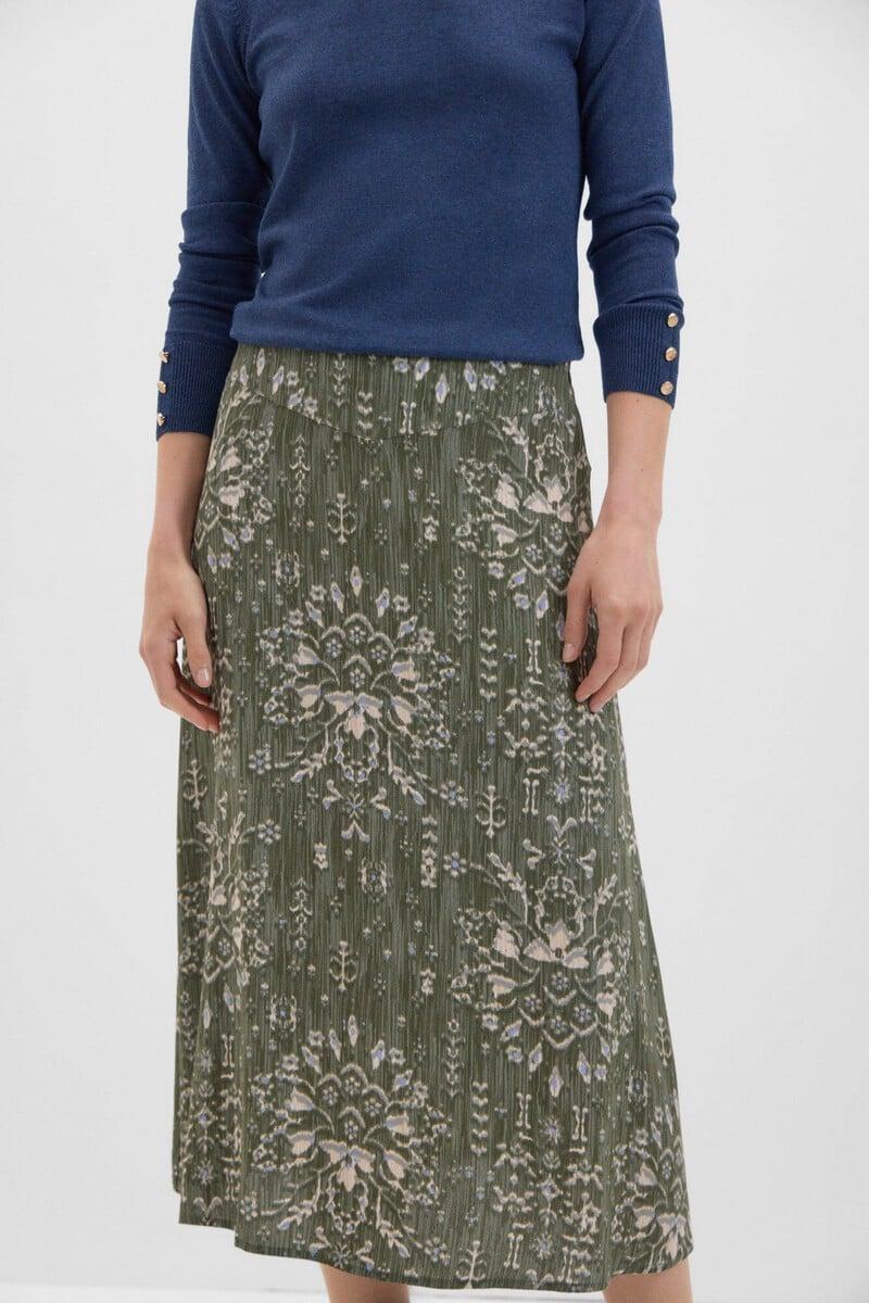 Cortefiel Falda Midi Estampada