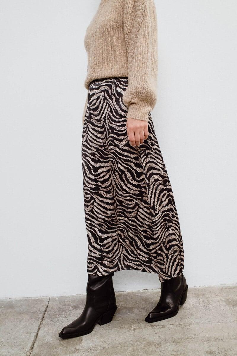 Cortefiel Falda Midi Estampada