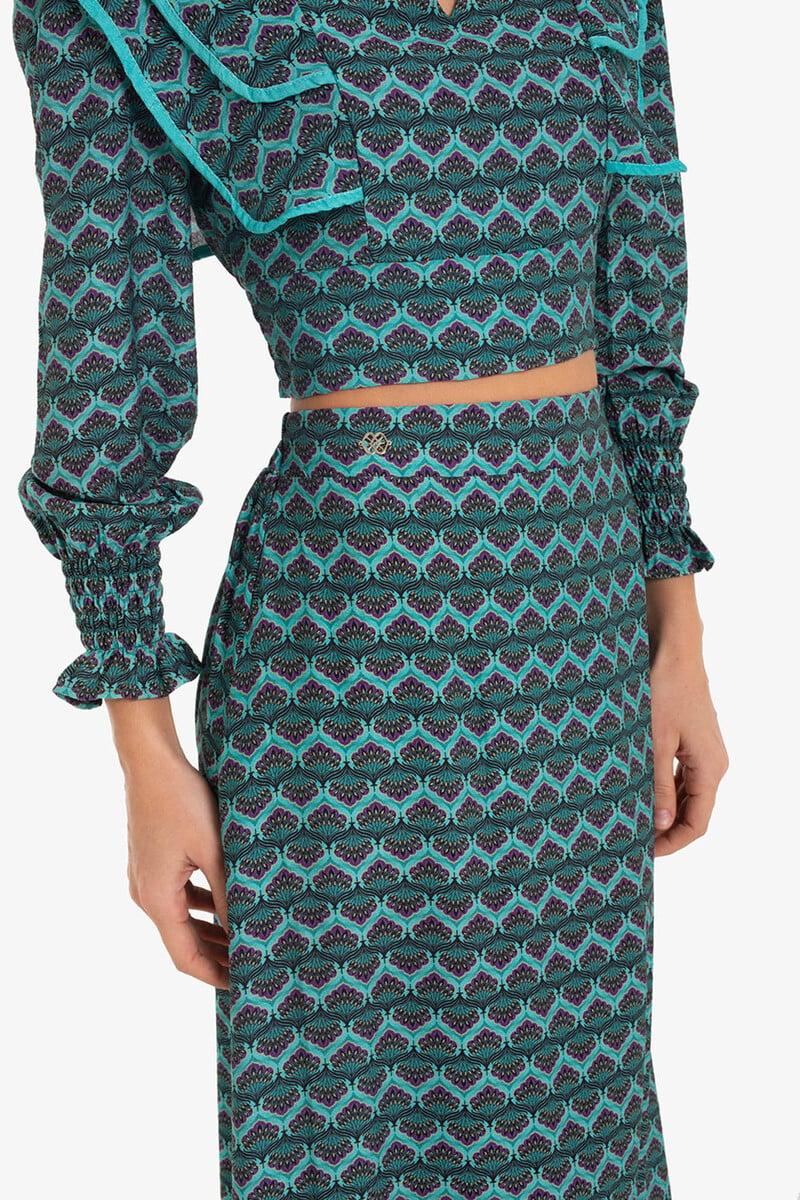 Cortefiel Falda Midi Estampado Geométrico