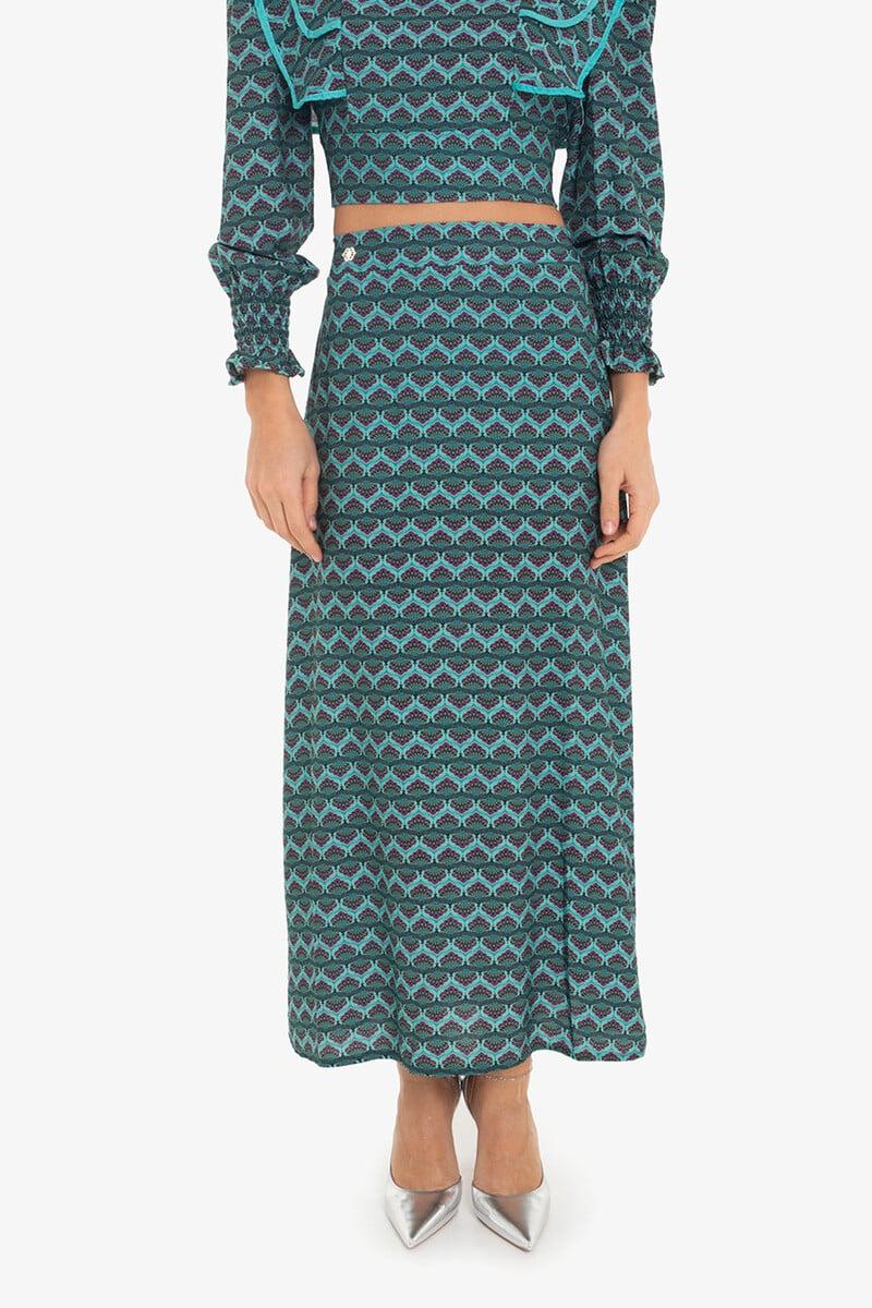 Cortefiel Falda midi estampado geométrico