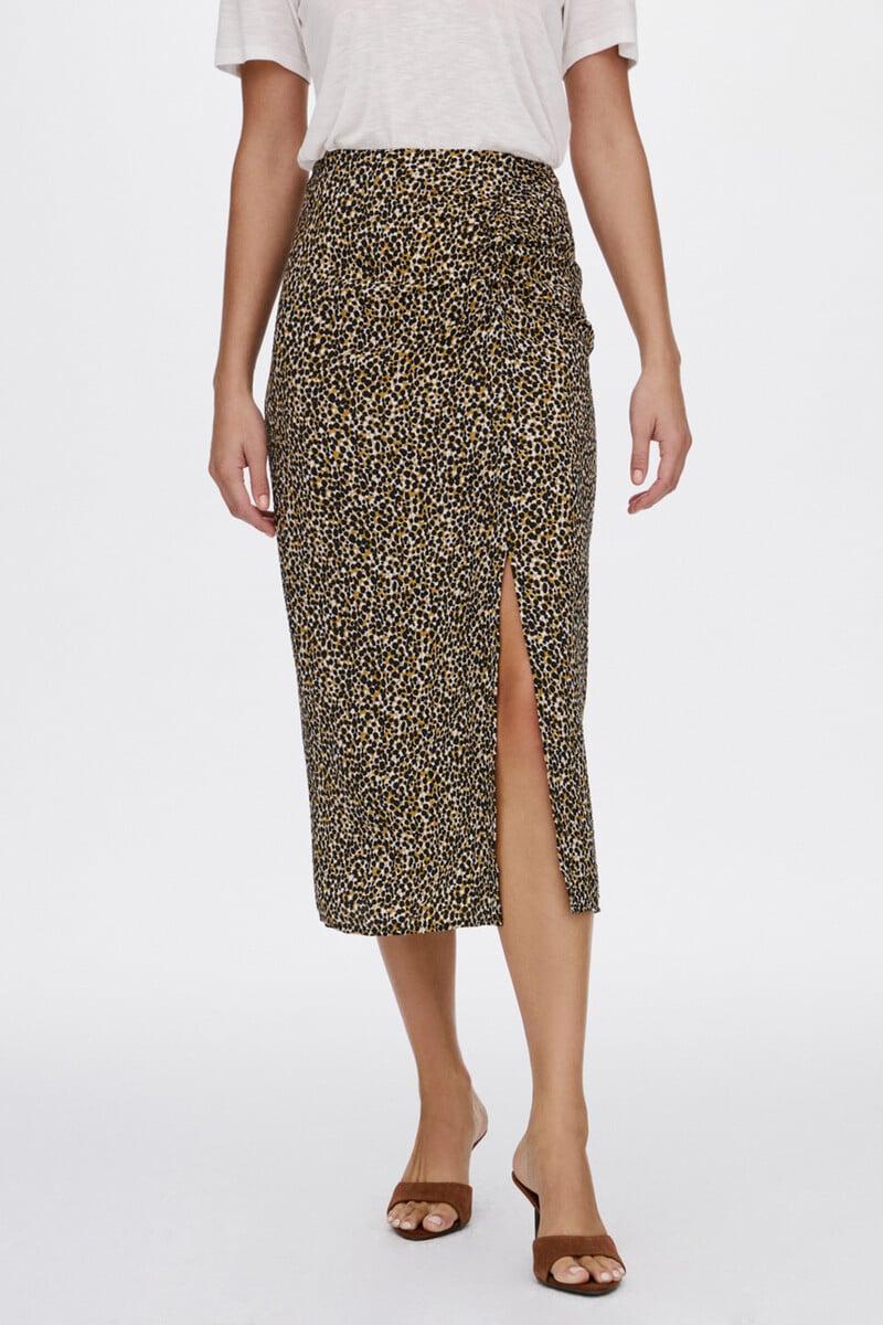 Cortefiel Falda Midi Estampado Leopardo