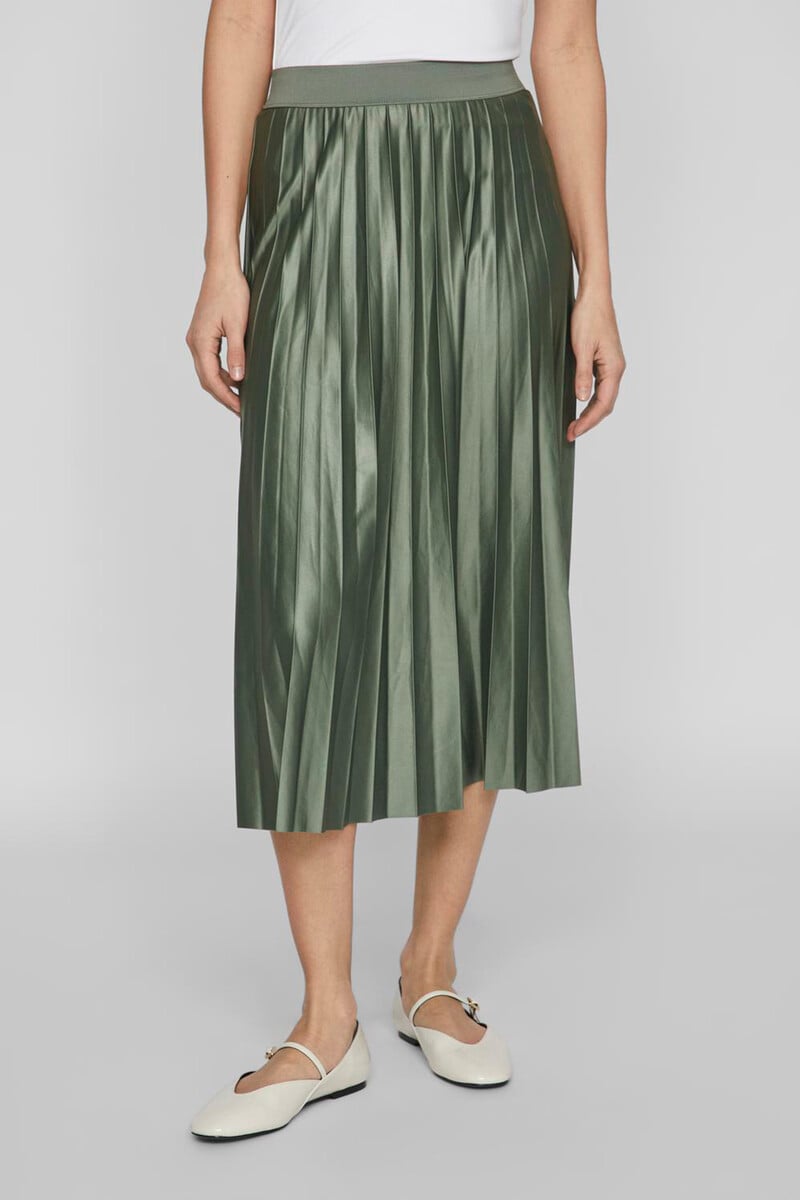 Cortefiel Falda Midi Plisada Satinada