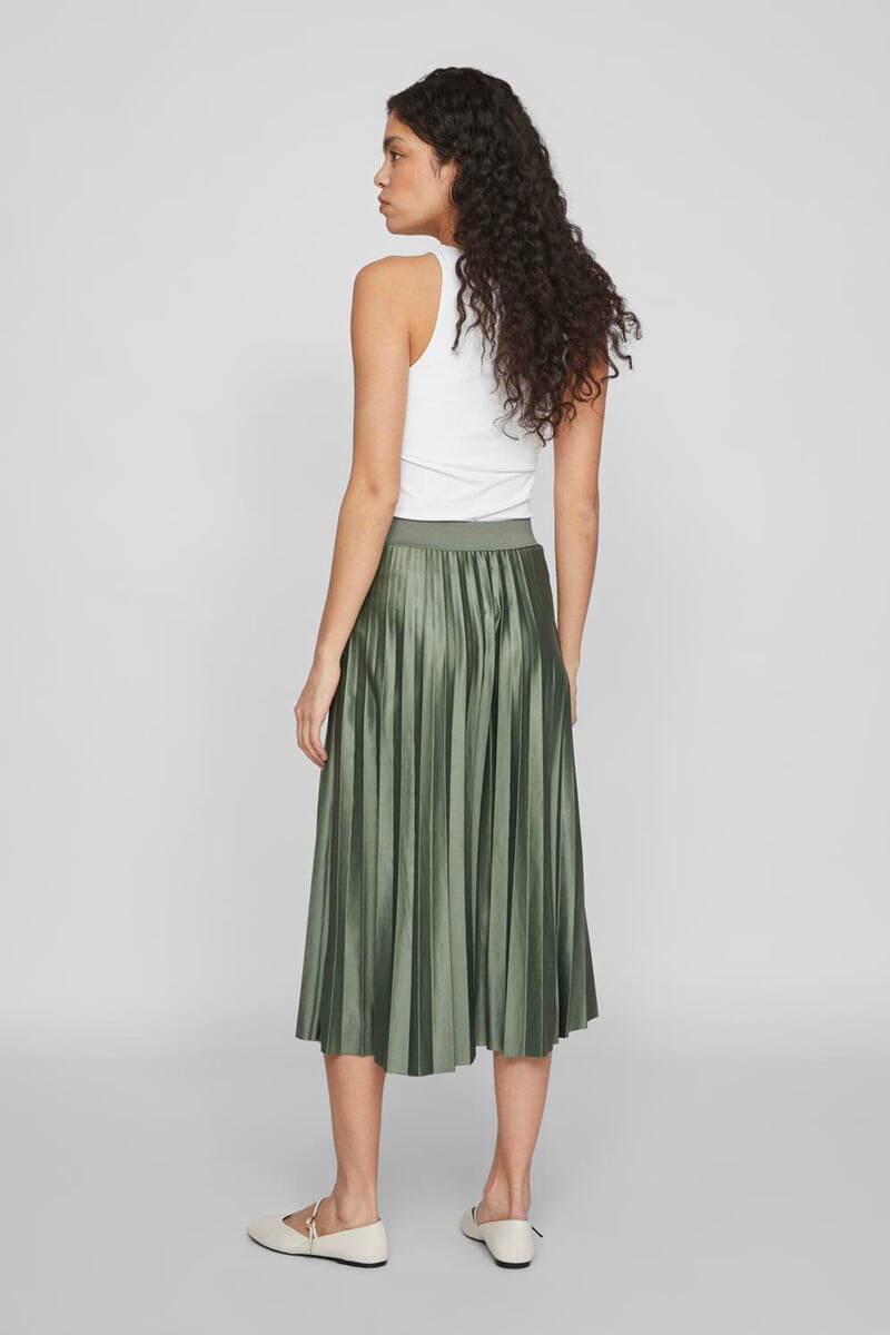 Cortefiel Falda Midi Plisada Satinada