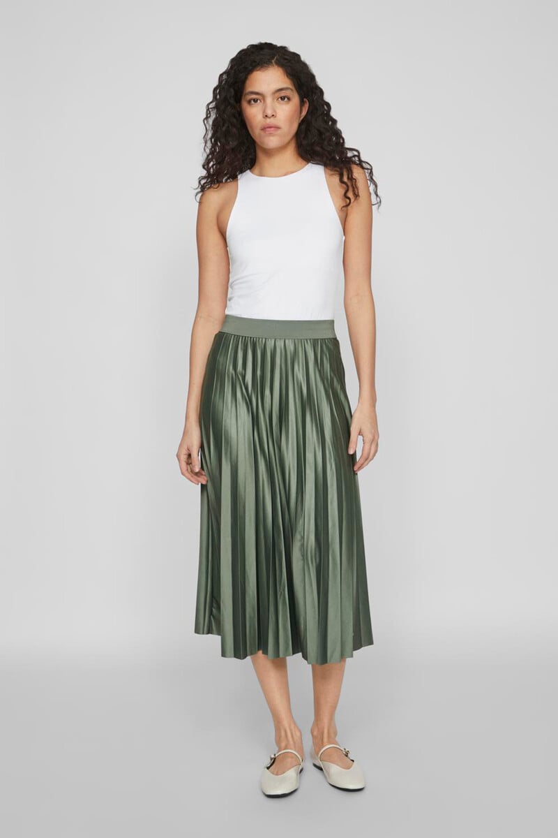 Cortefiel Falda midi plisada satinada