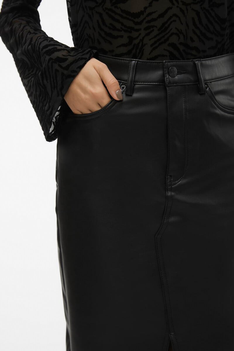 Cortefiel Falda Midi Polipiel