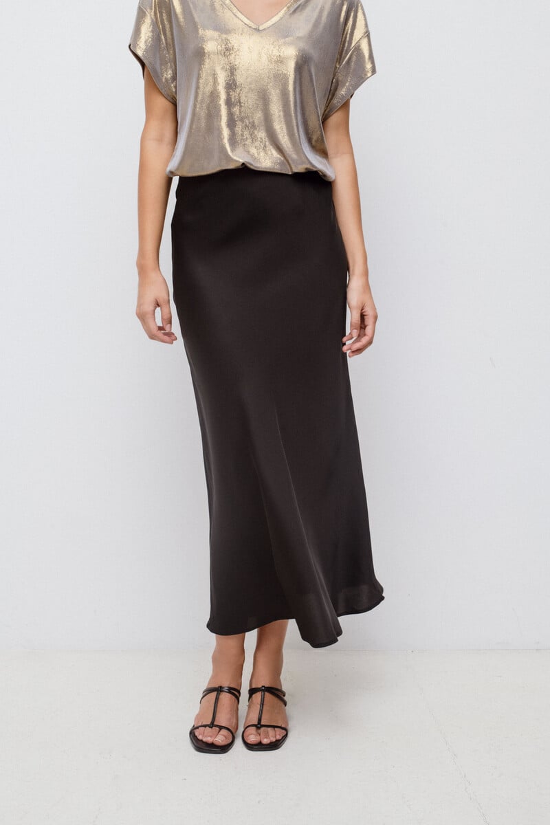 Cortefiel Falda Midi Satén