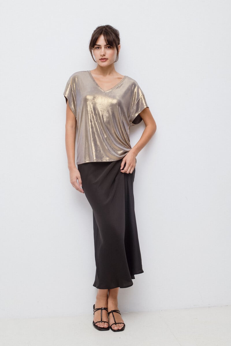 Cortefiel Falda Midi Satén