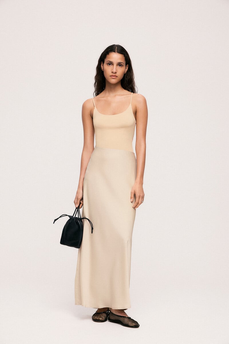 Cortefiel Falda Midi Satén