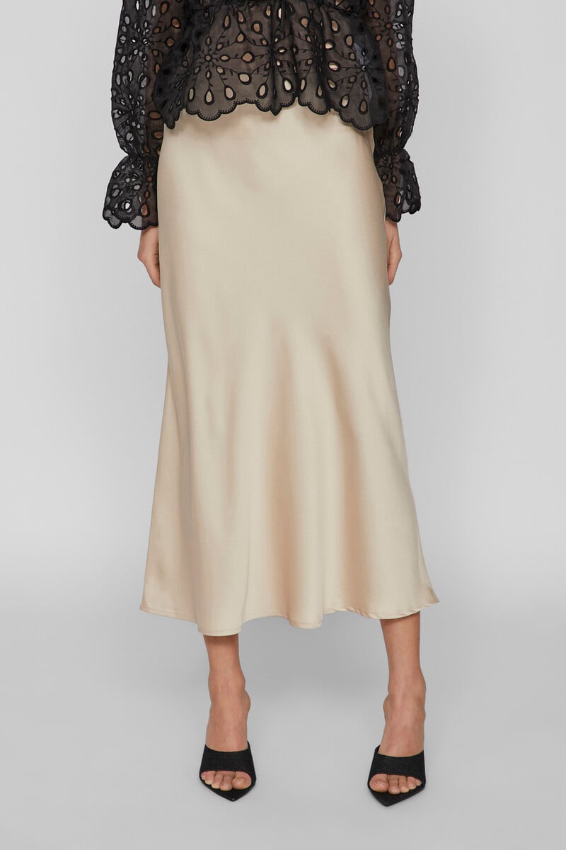 Cortefiel Falda Midi Satén