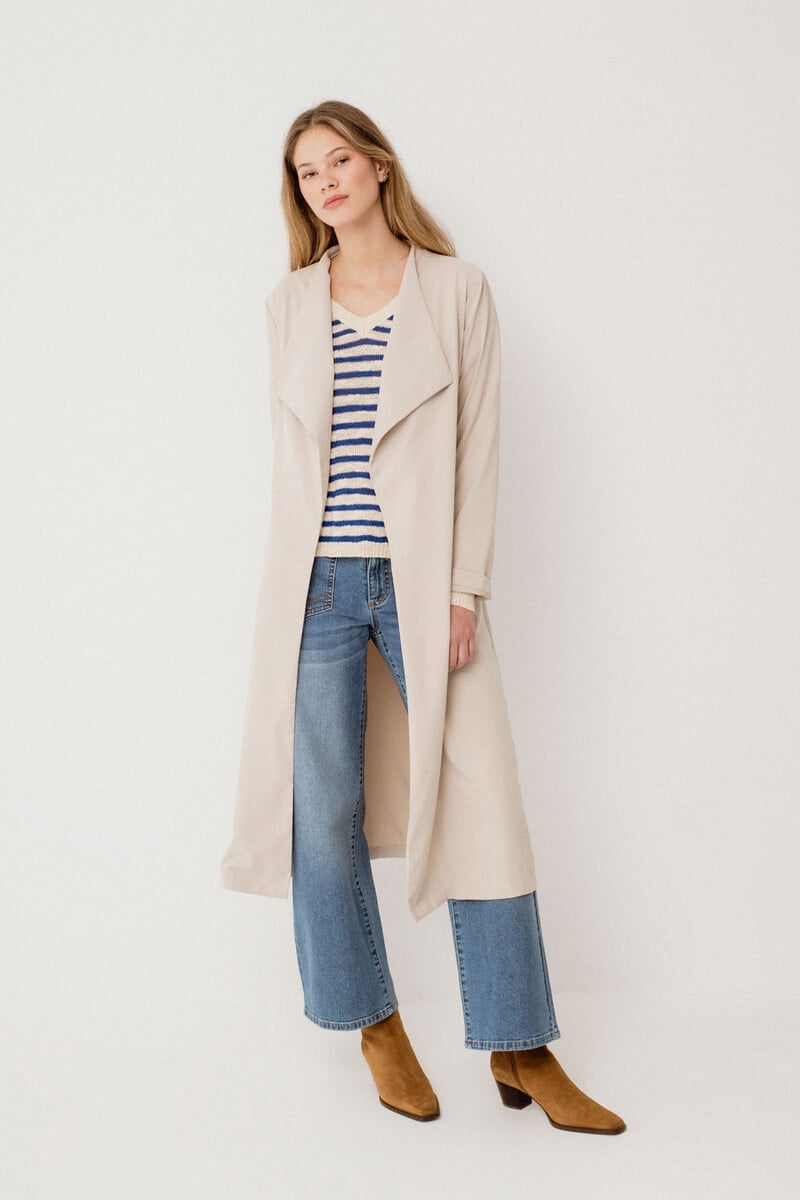 Cortefiel Gabardina larga anudada