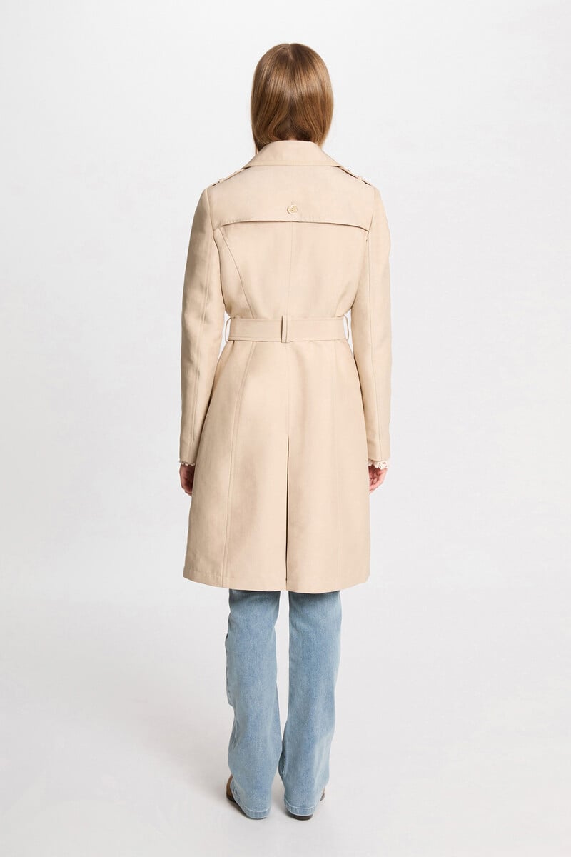 Cortefiel Gabardina Larga Con Cinturón