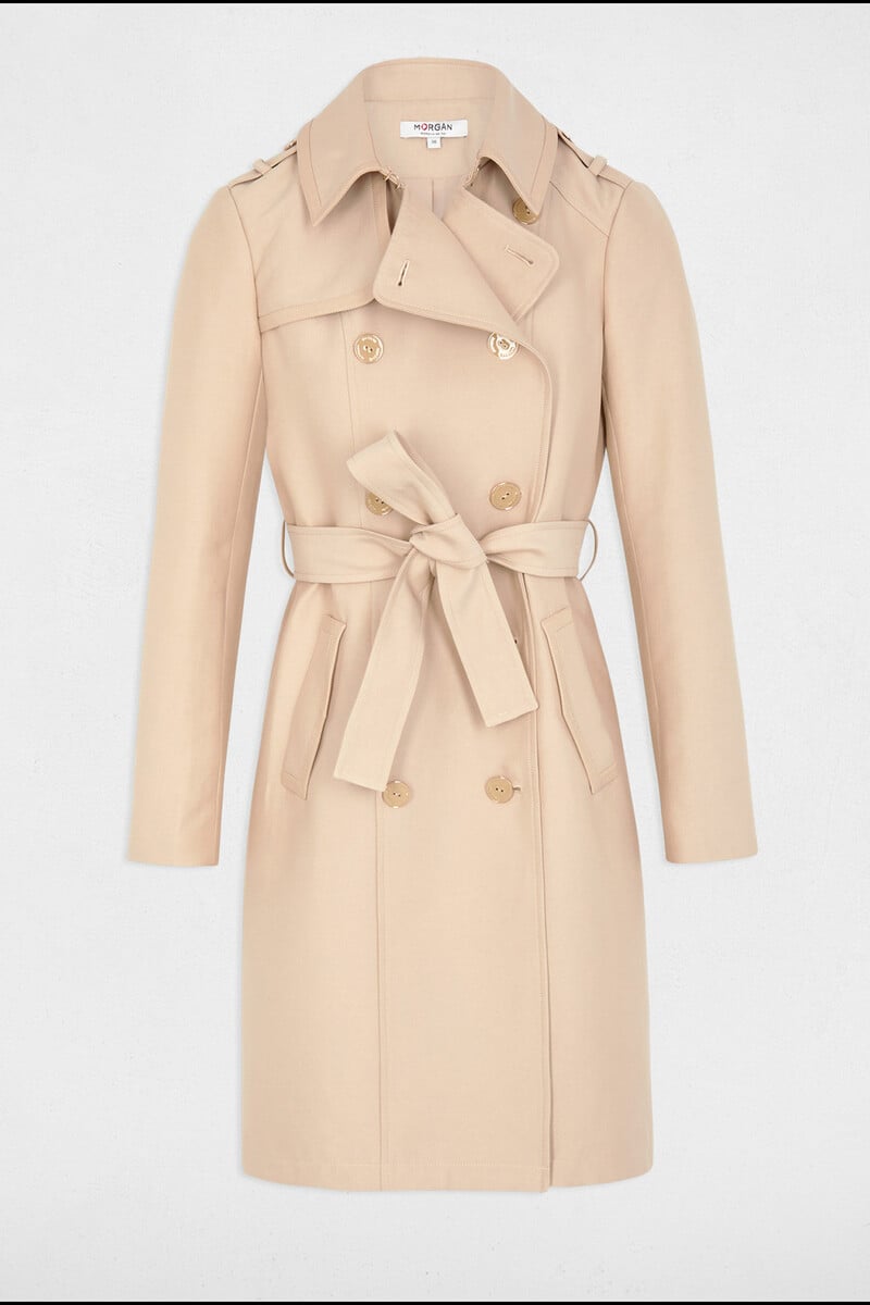 Cortefiel Gabardina Larga Con Cinturón