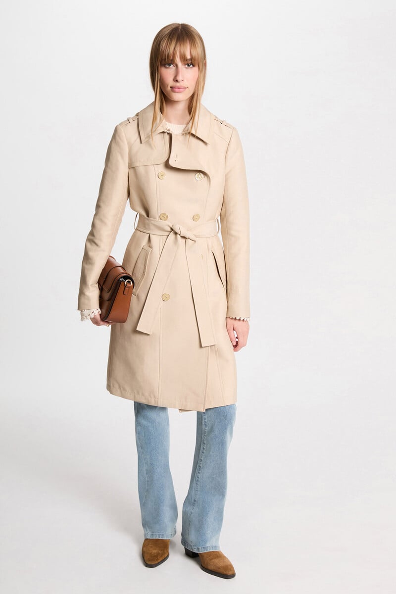 Cortefiel Gabardina larga con cinturón