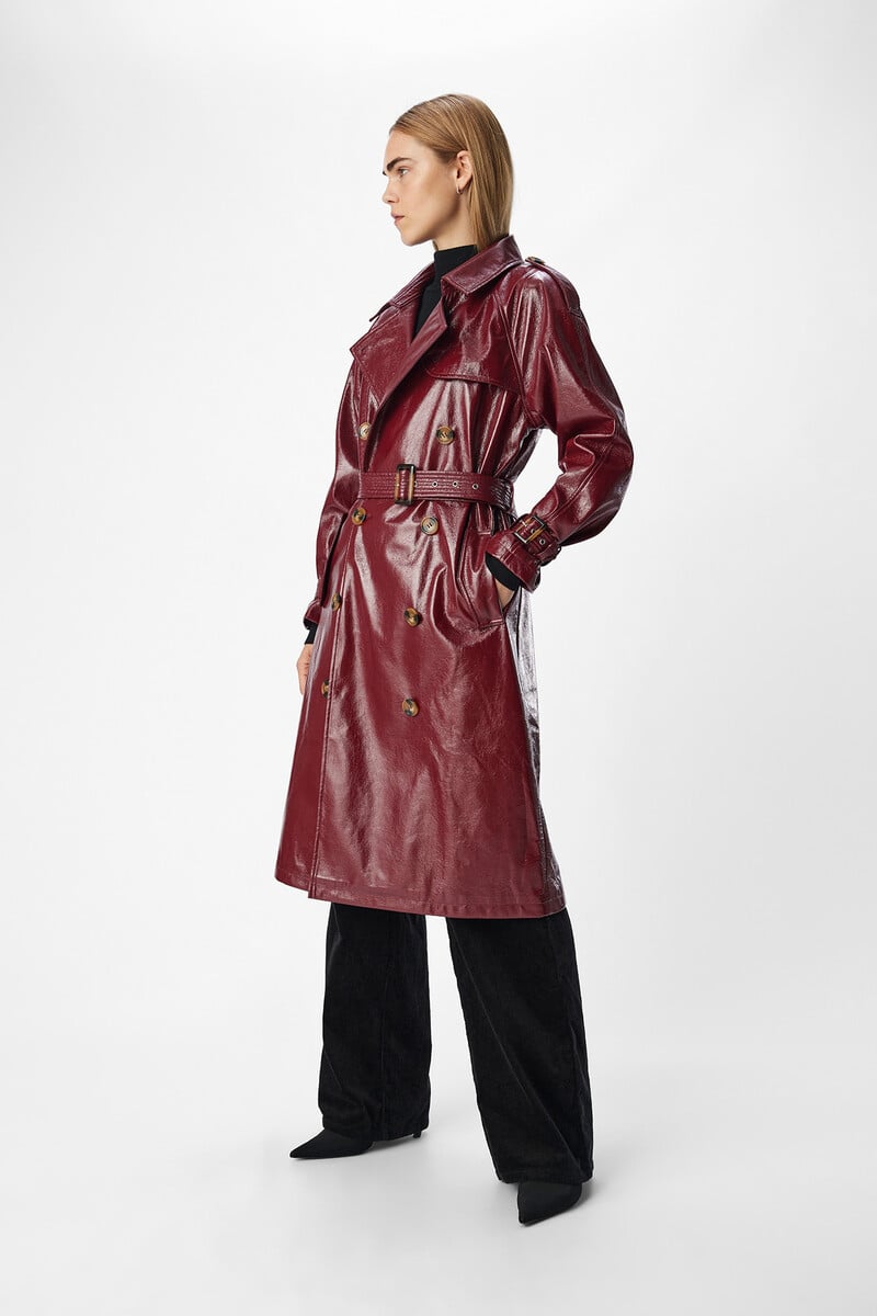 Cortefiel Gabardina Larga Efecto Piel