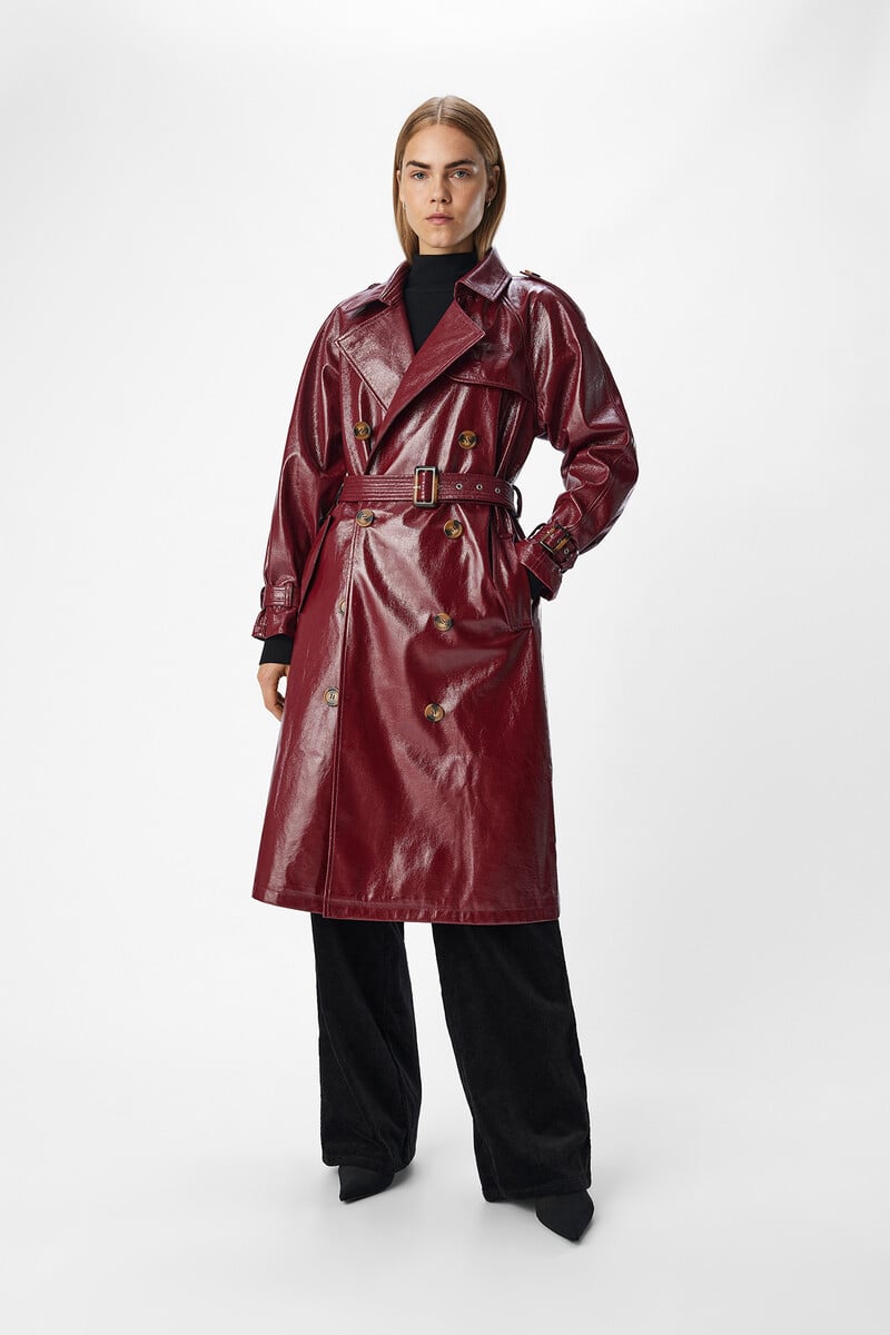 Cortefiel Gabardina Larga Efecto Piel