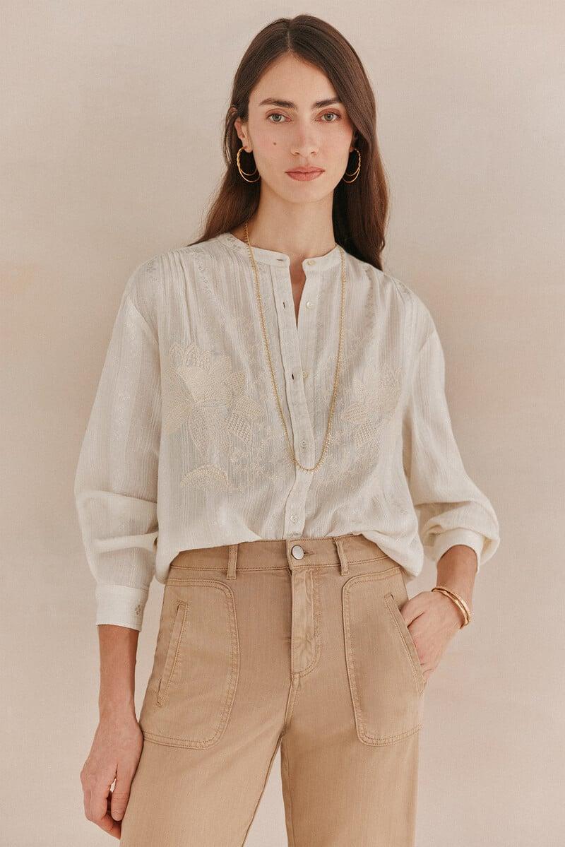 Cortefiel Galiana. Camisa Bordada