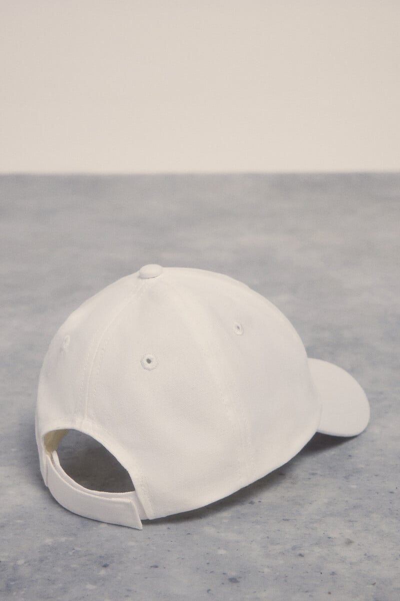Cortefiel Gorra Blanca Algodón Logo