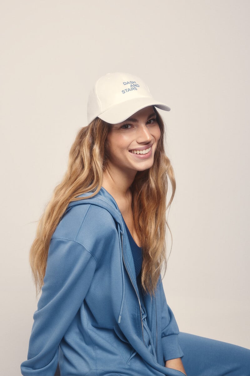 Cortefiel Gorra blanca algodón logo