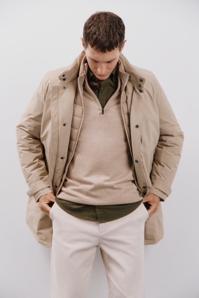 Cortefiel Impermeable Con Desmontable
