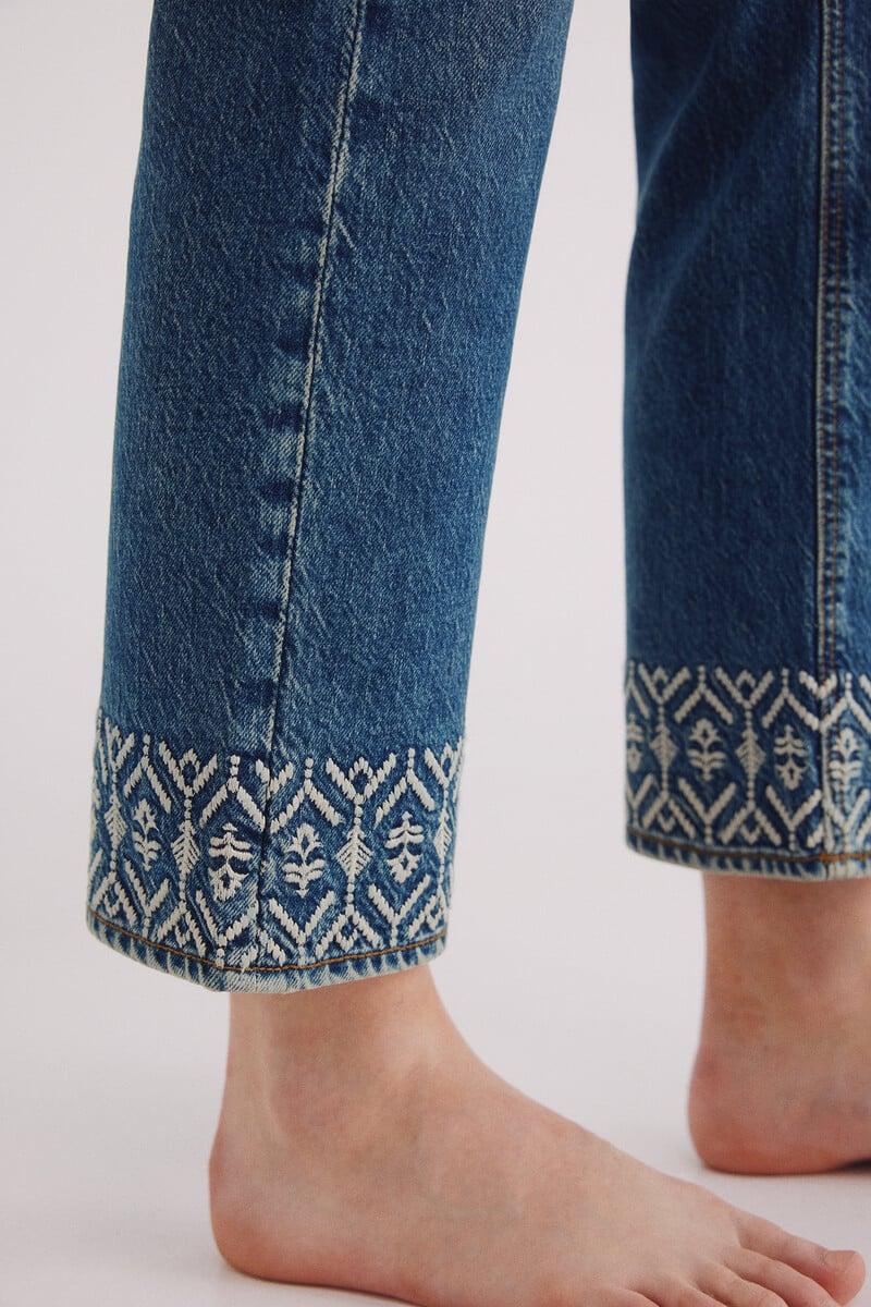 Cortefiel Jeans Bajo Bordados