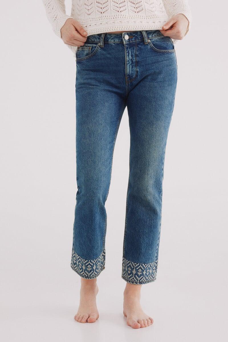 Cortefiel Jeans Bajo Bordados