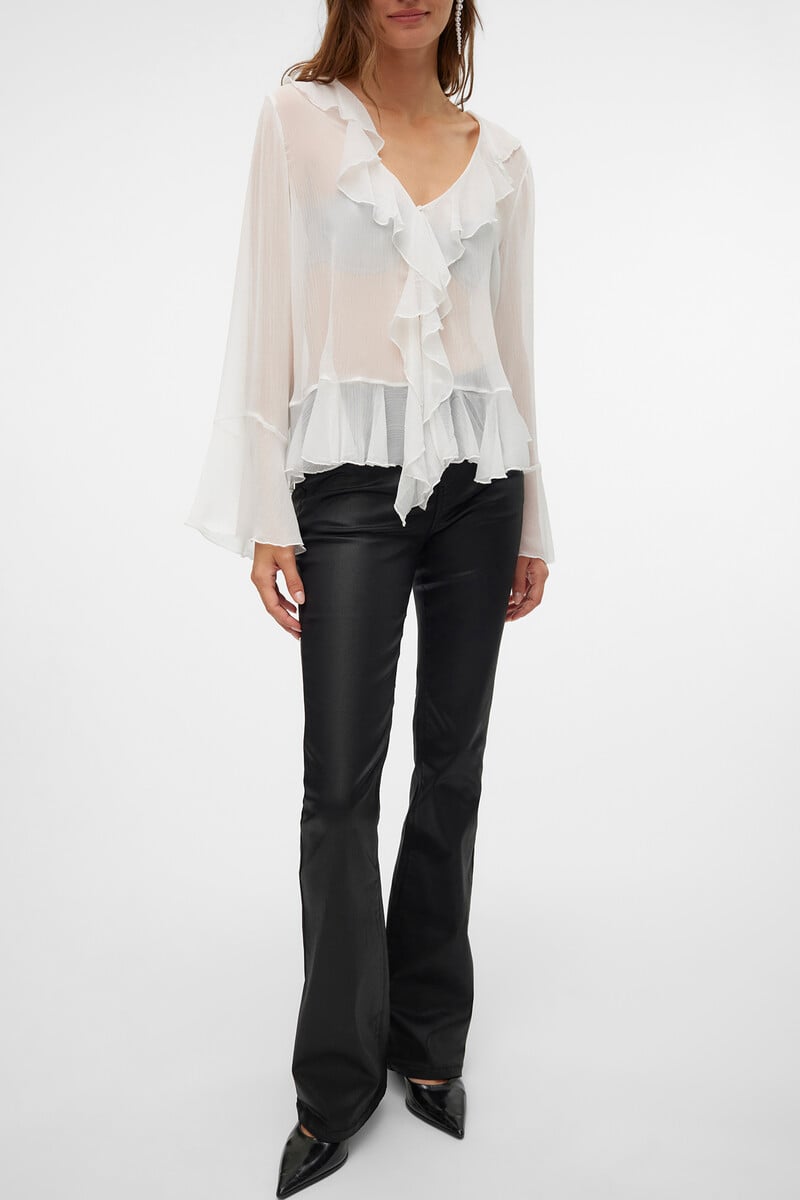 Cortefiel Jeans Flared De Mujer Efecto Polipiel
