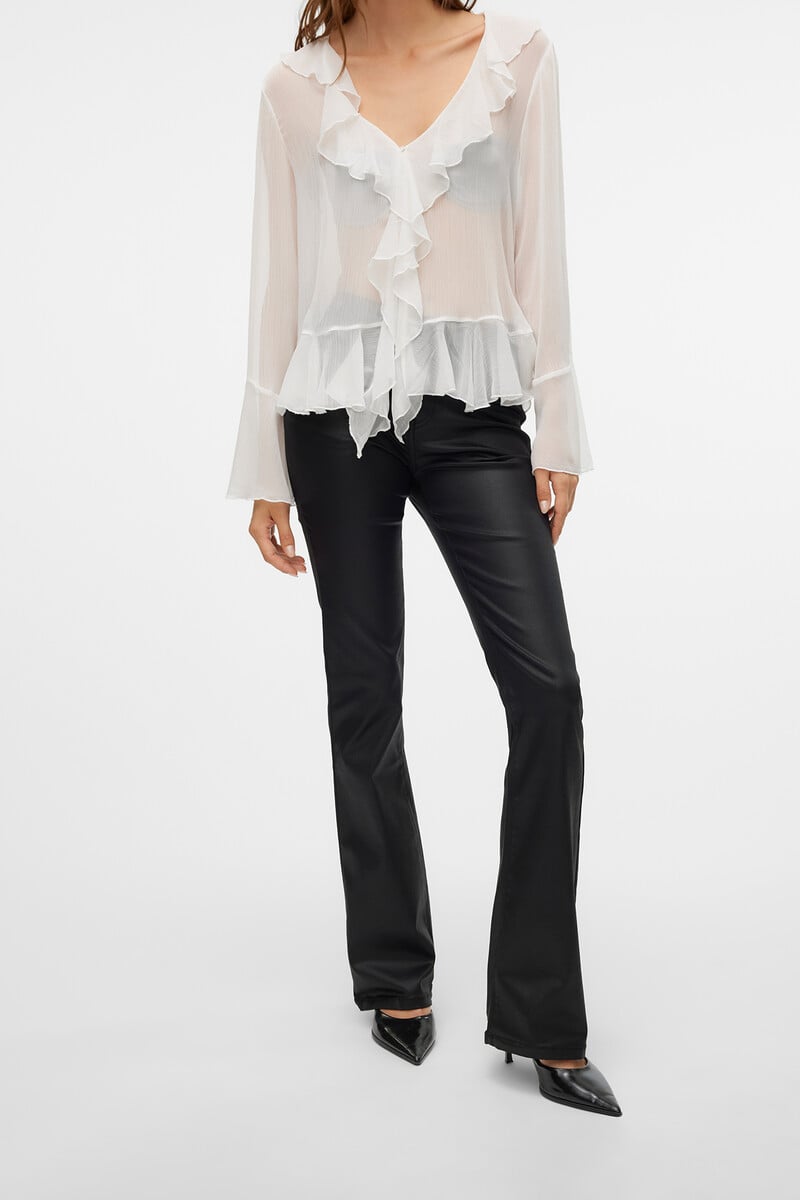 Cortefiel Jeans Flared De Mujer Efecto Polipiel