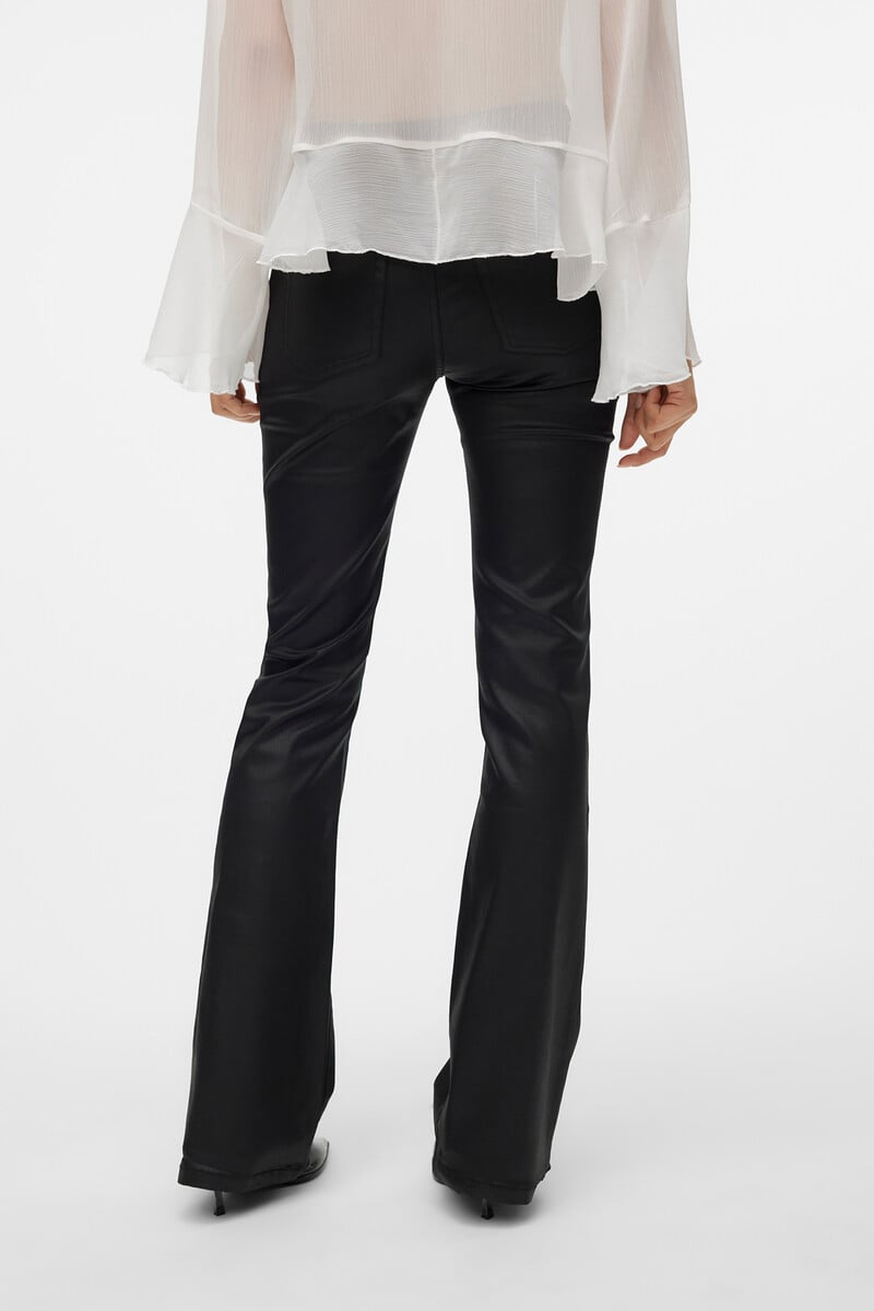 Cortefiel Jeans Flared De Mujer Efecto Polipiel