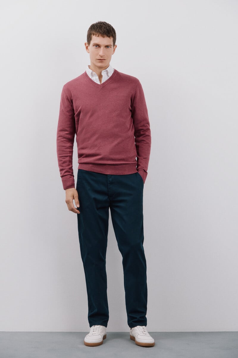 Cortefiel Jersey Algodón Cuello Pico Básico