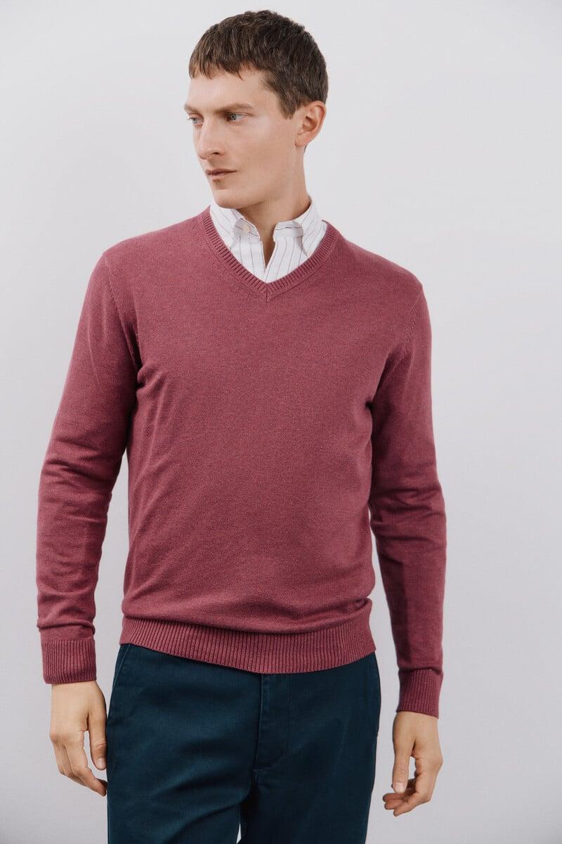 Cortefiel Jersey Algodón Cuello Pico Básico