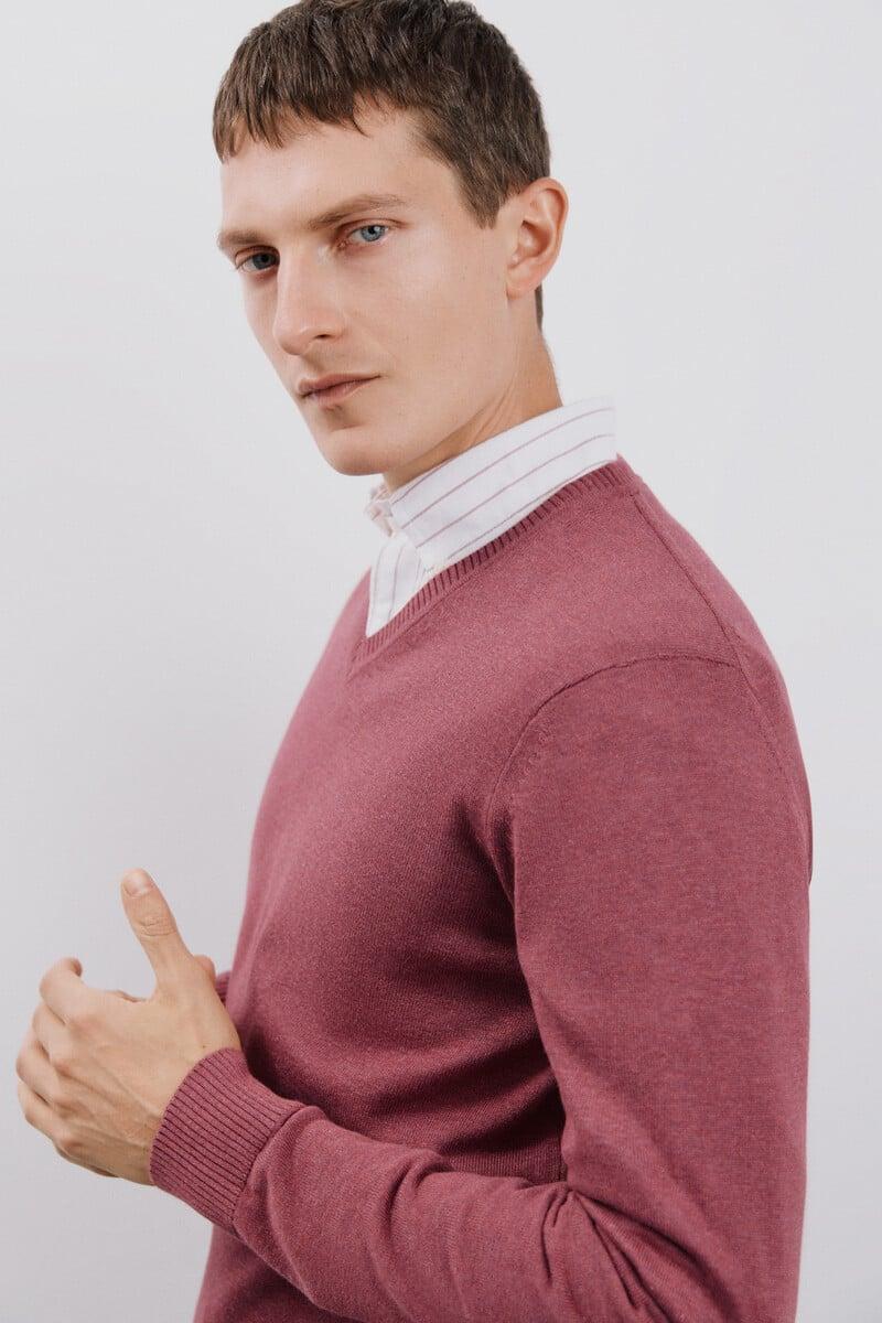 Cortefiel Jersey algodón cuello pico básico