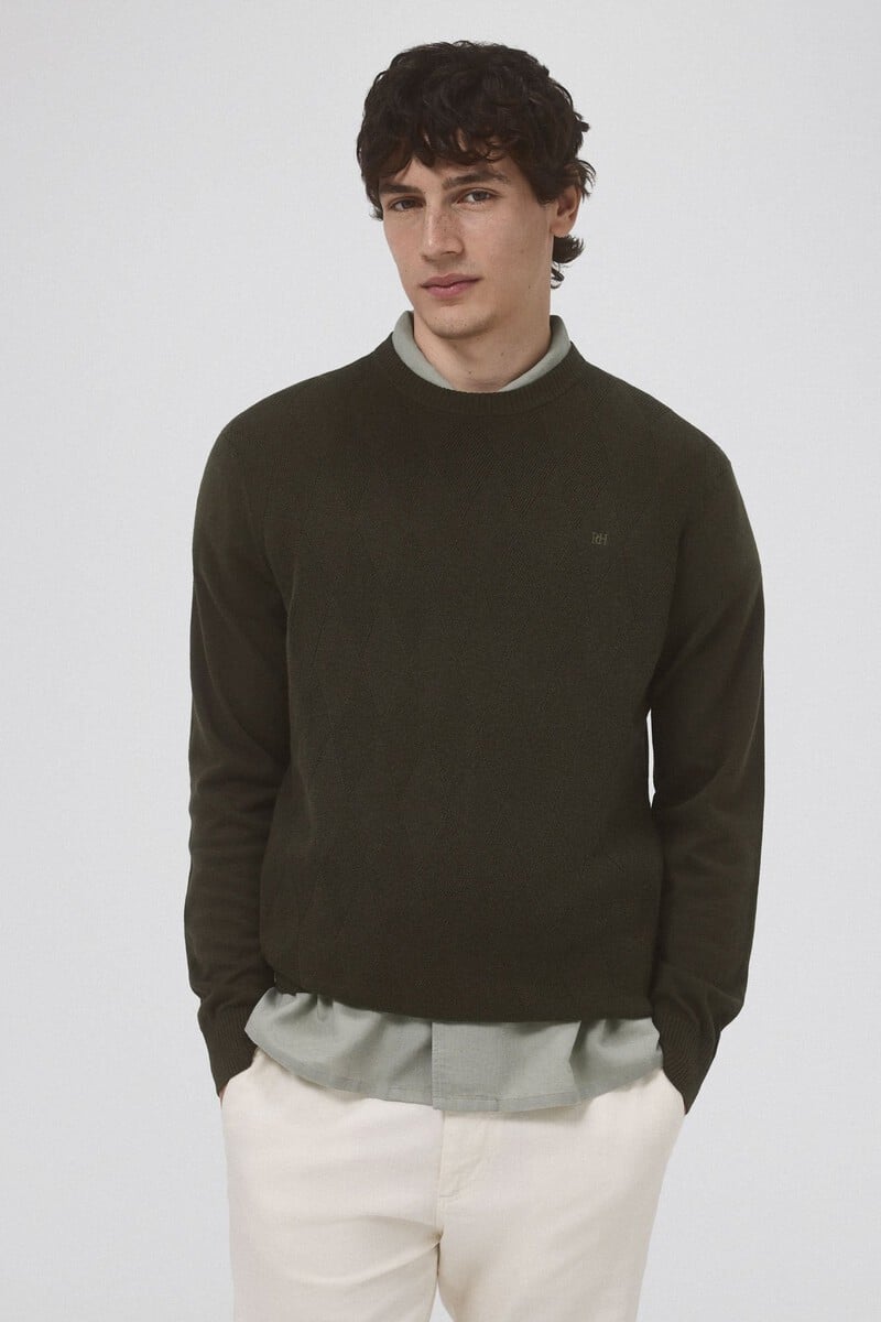 Cortefiel Jersey algodón seda cashmere rombos