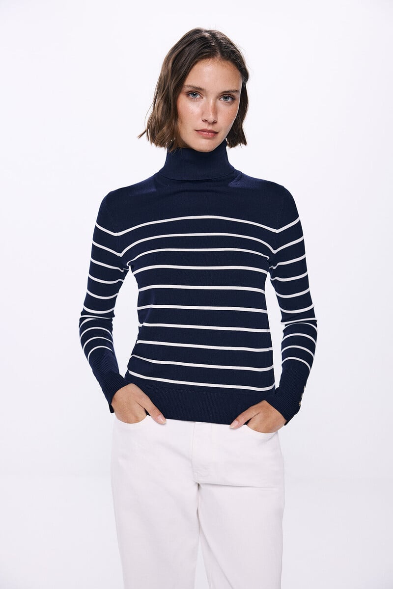 Cortefiel Jersey cuello alto botones puño