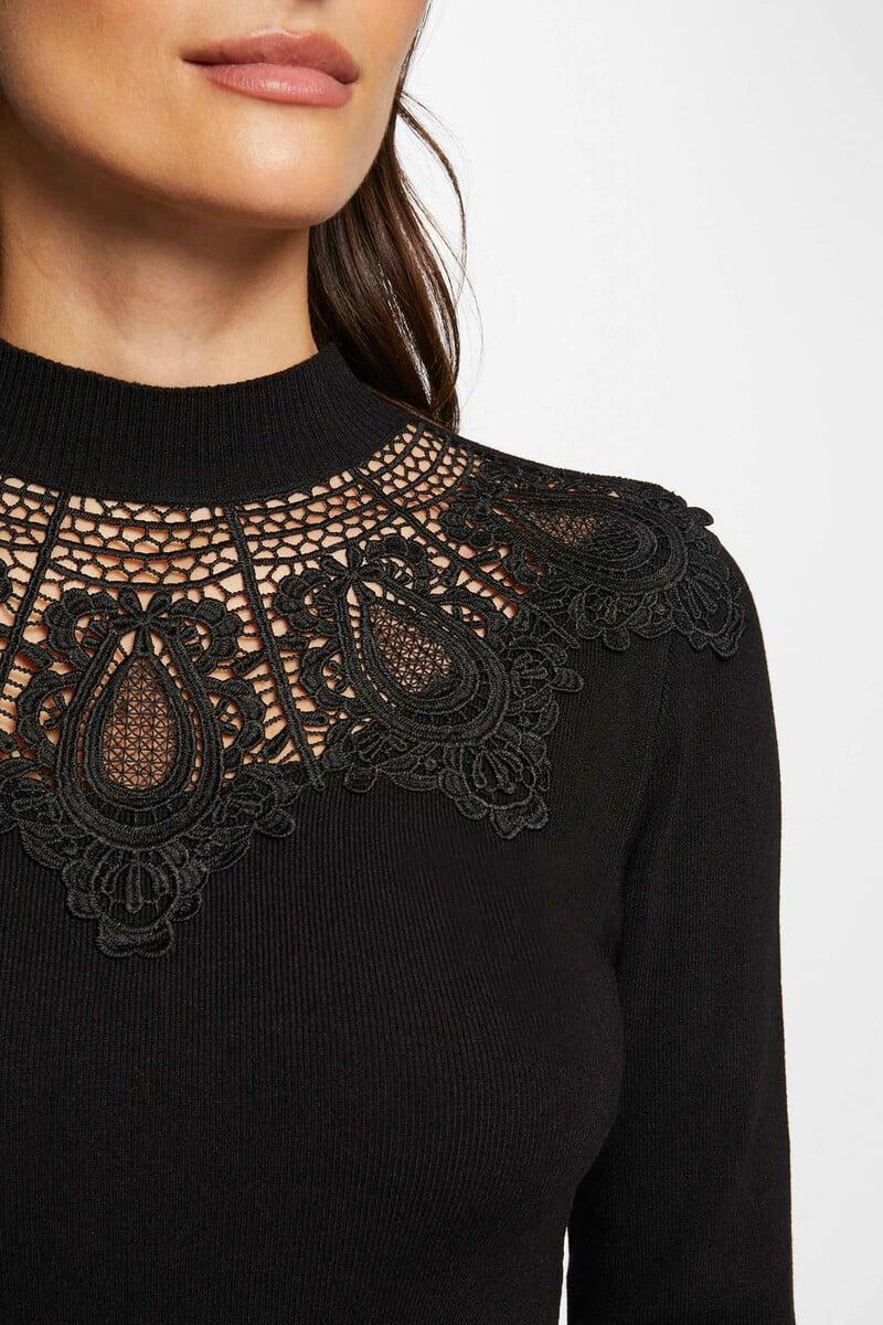 Cortefiel Jersey Cuello Alto Encaje