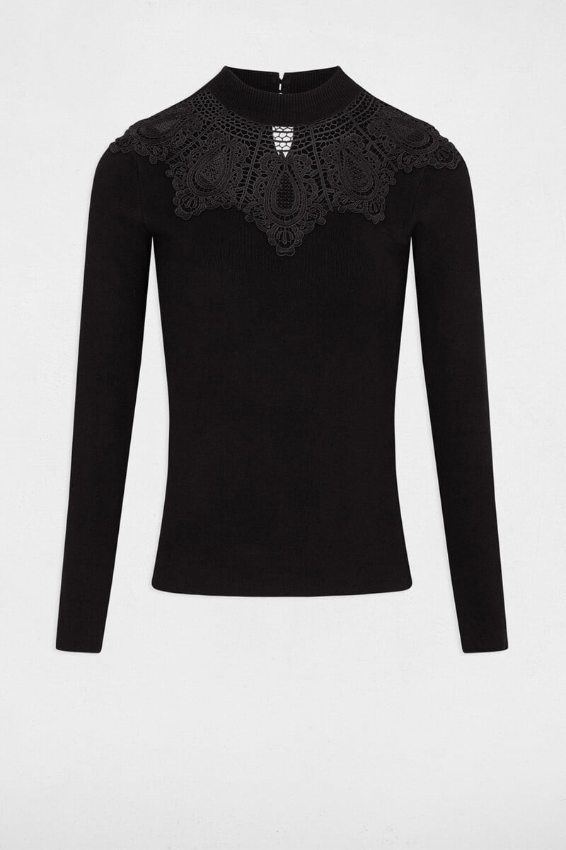 Cortefiel Jersey Cuello Alto Encaje