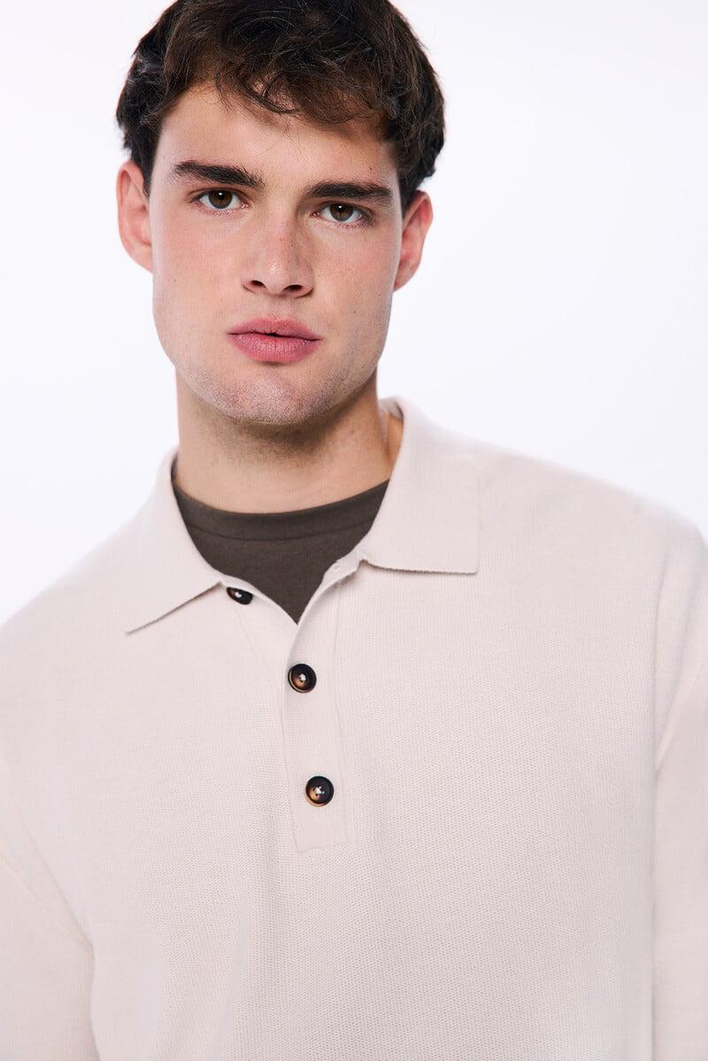 Cortefiel Jersey Cuello Polo Botones