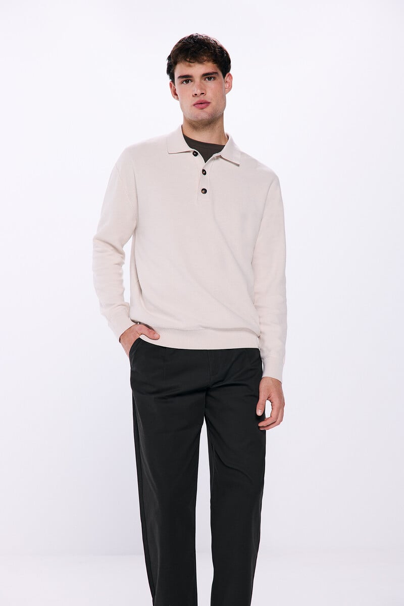 Cortefiel Jersey Cuello Polo Botones