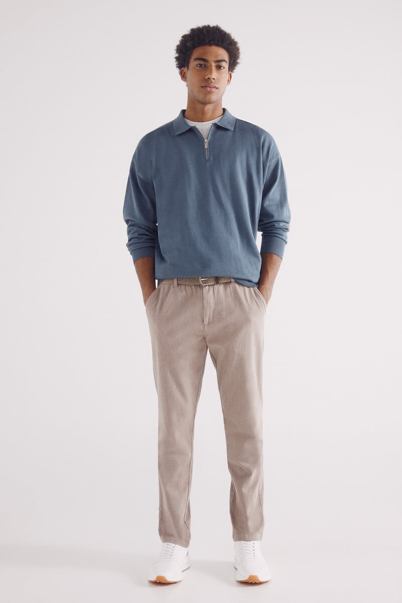Cortefiel Jersey Cuello Polo Cremallera