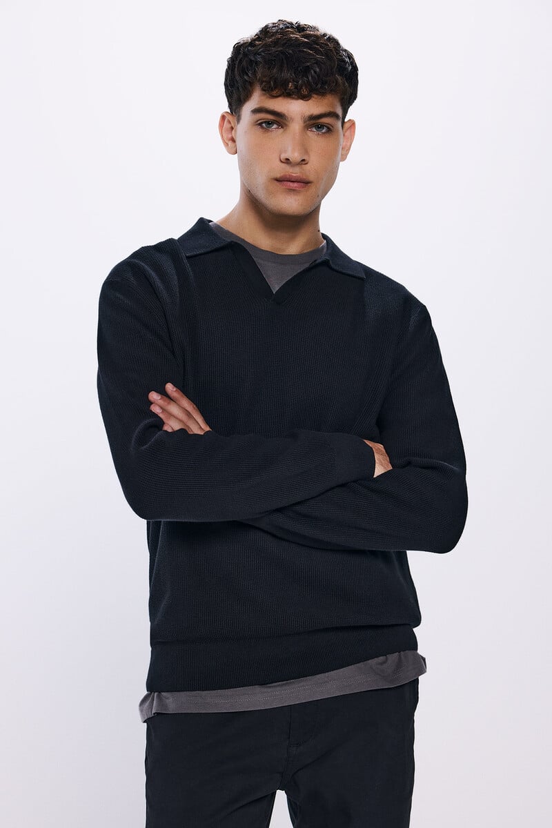 Cortefiel Jersey cuello polo estructura