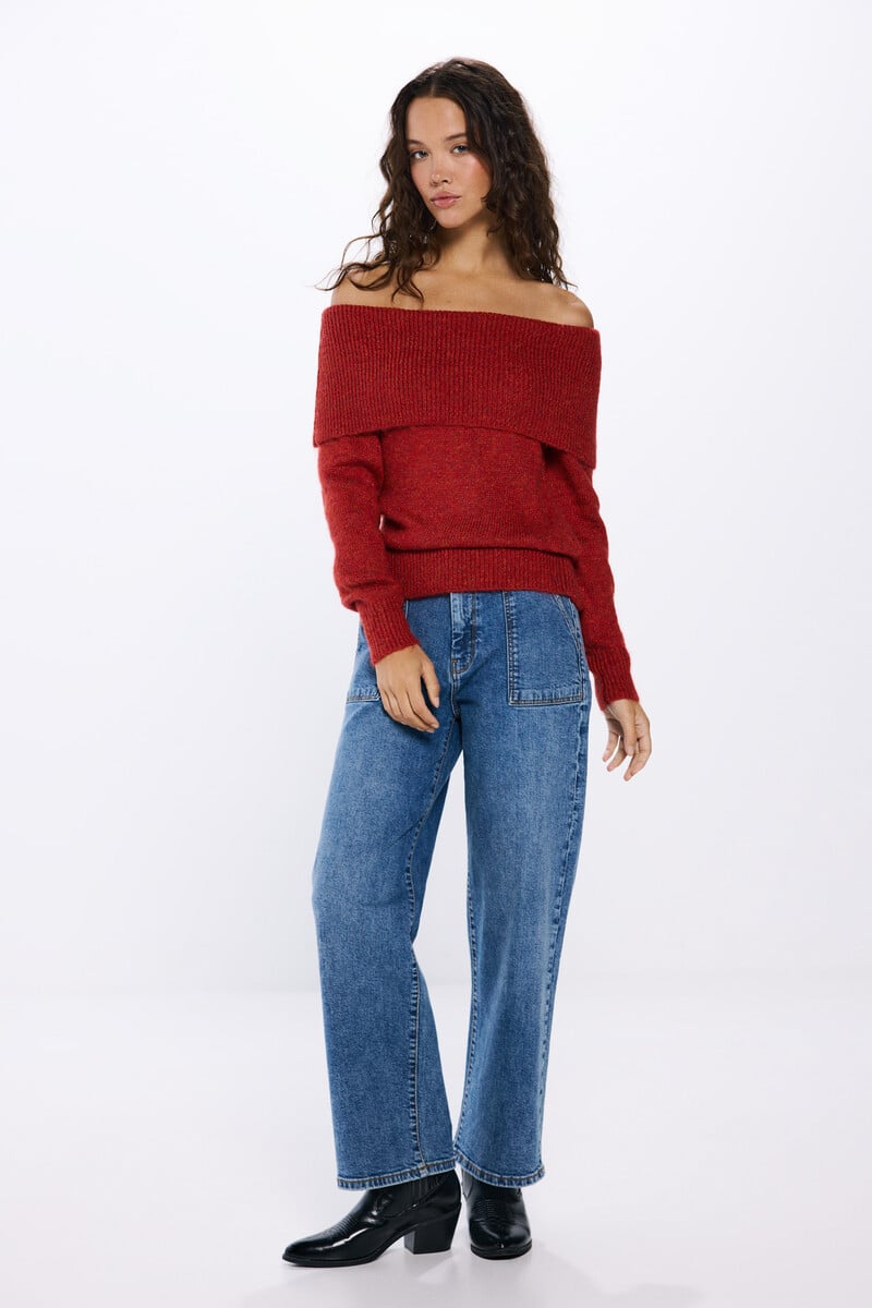 Cortefiel Jersey Cuello Vuelto Escote Hombros