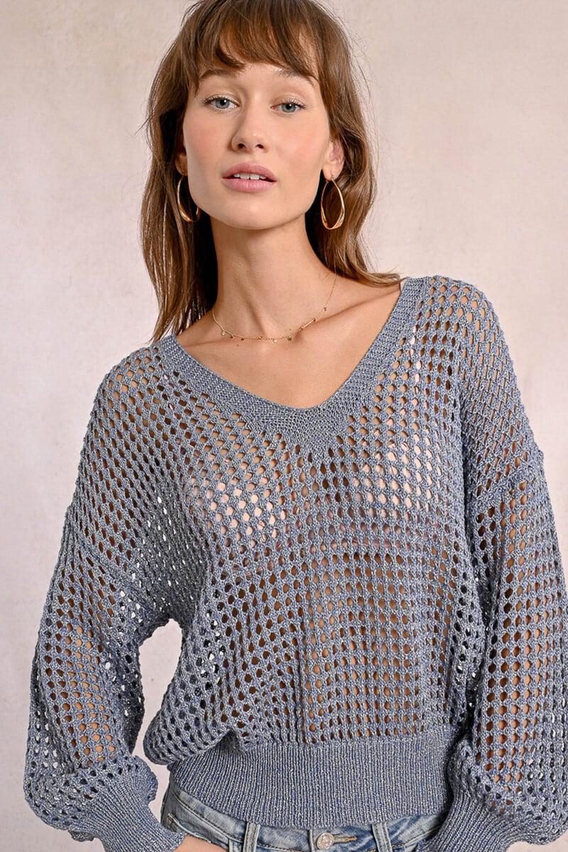 Cortefiel Jersey de manga larga en tejido crochet