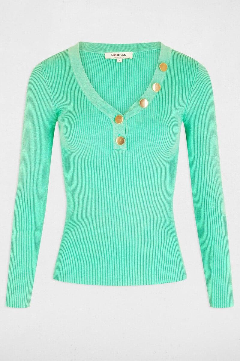 Cortefiel Jersey De Manga Larga Punto Fino Botones