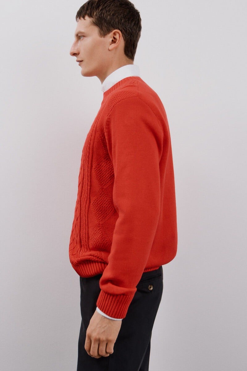 Cortefiel Jersey Estructura Cables Cuello Redondo