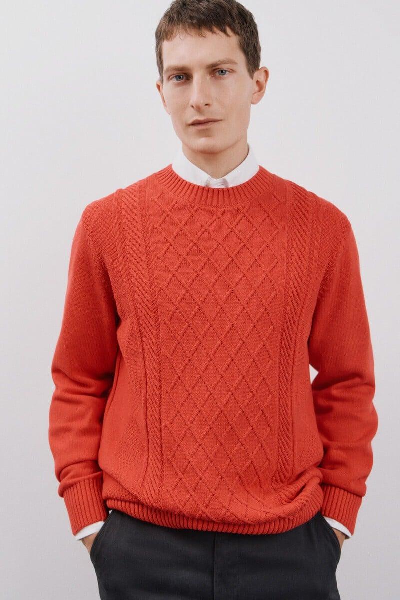 Cortefiel Jersey estructura cables cuello redondo