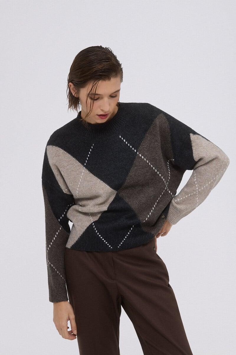 Cortefiel Jersey Jacquard Rombos